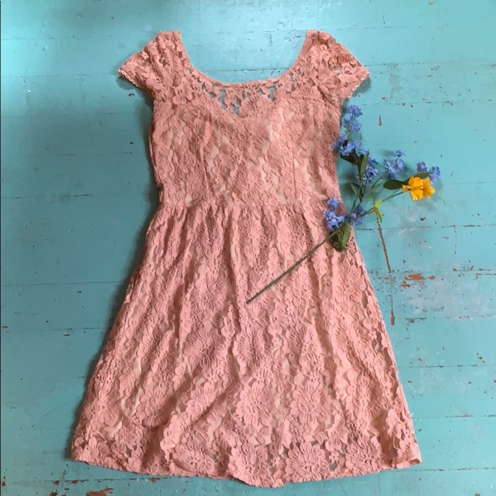 American Eagle Outfitters pink lace dress